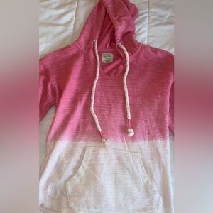 Pink and white beach hoodie.